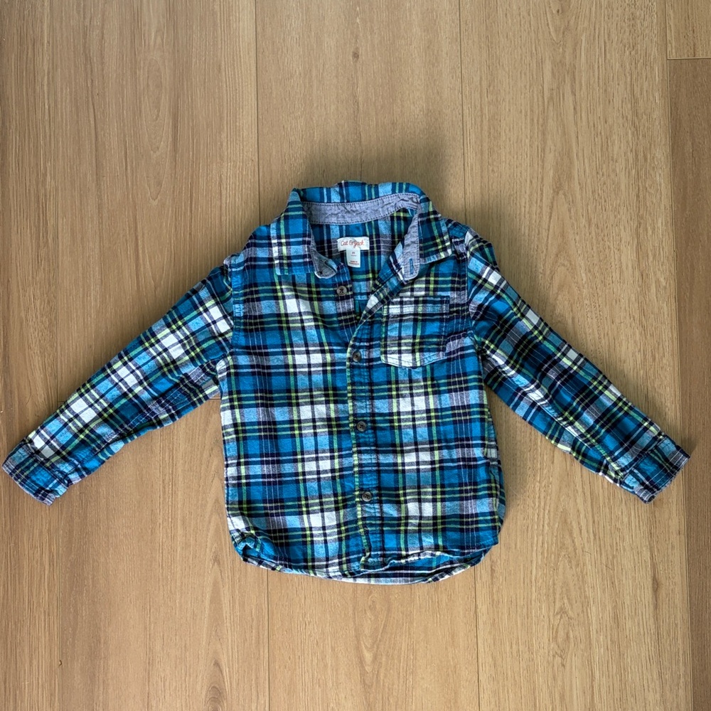 Cat & Jack Multicolor Plaid Button Down Shirt